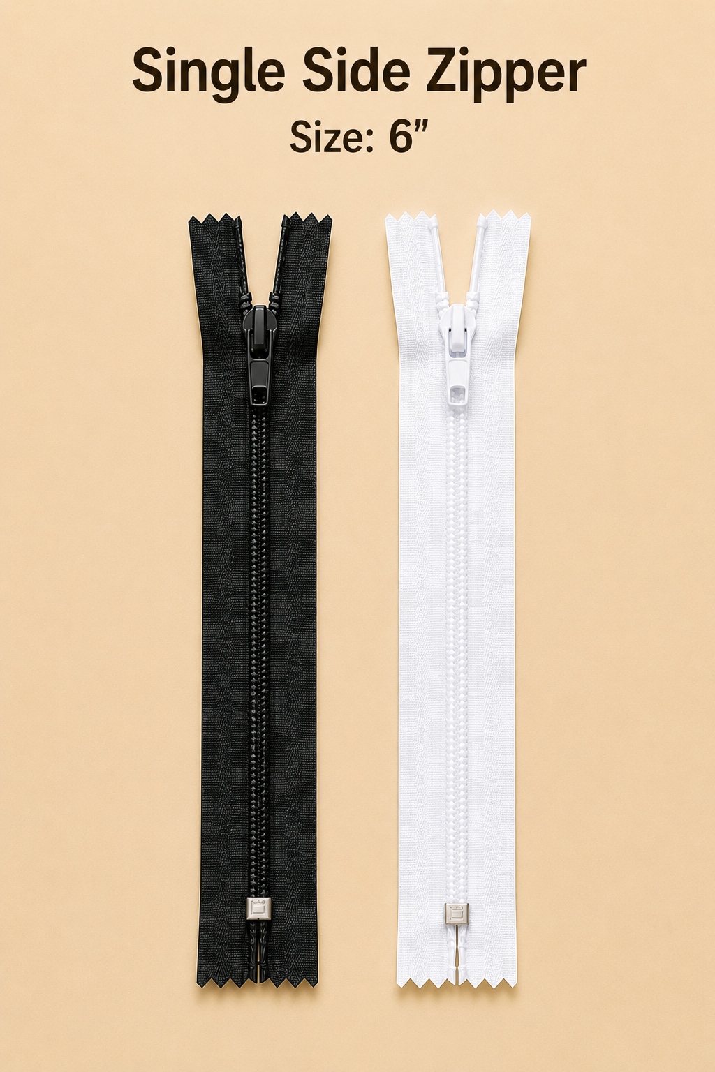 6" single side zipper