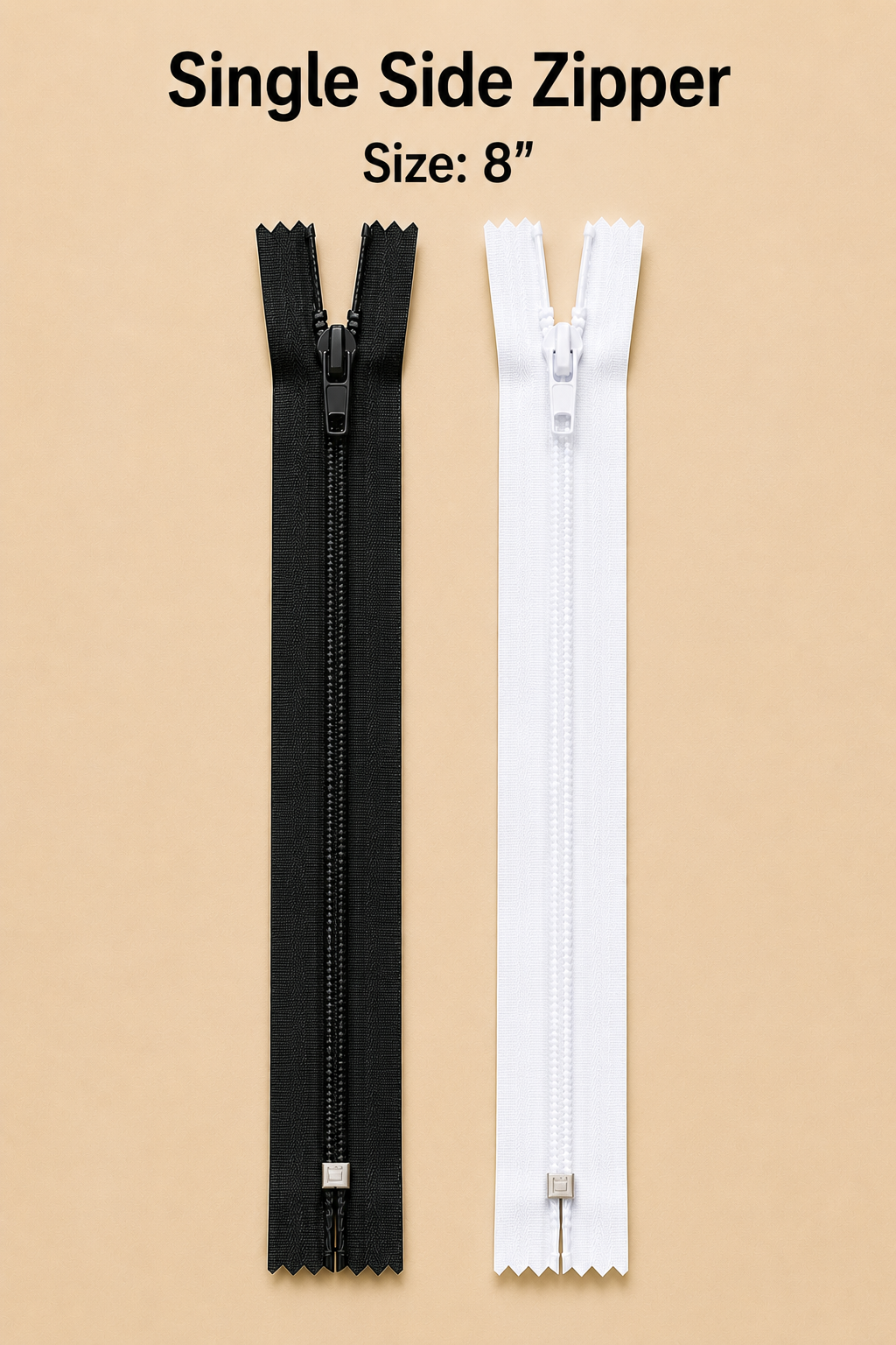 8" single side zipper