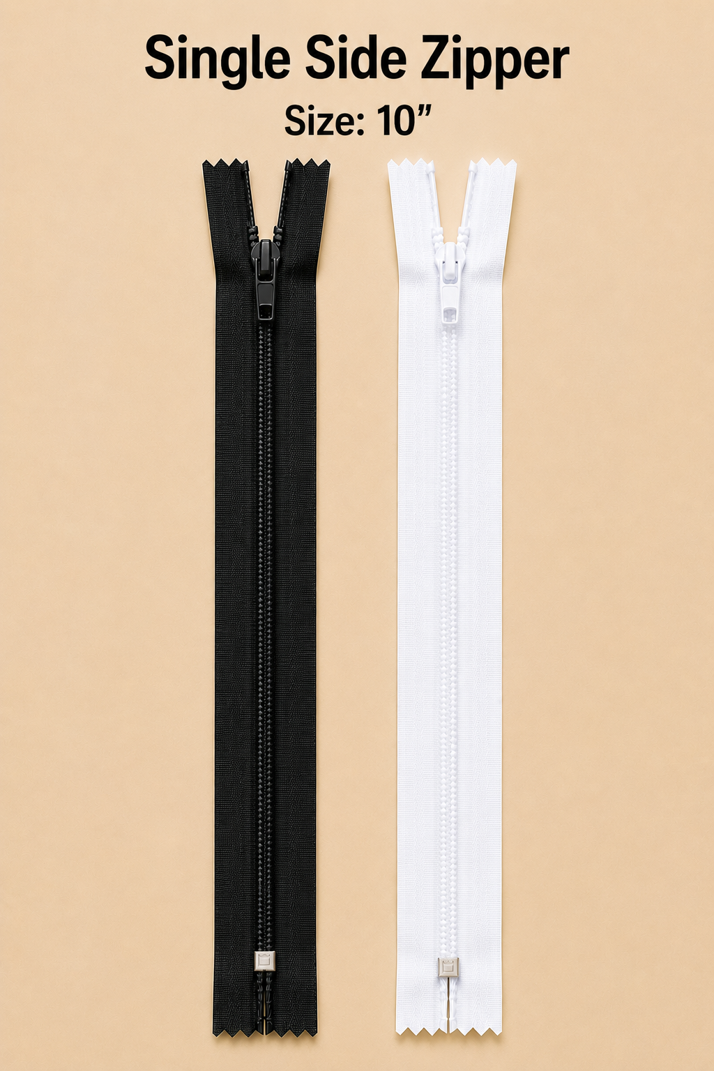 10" single side zipper