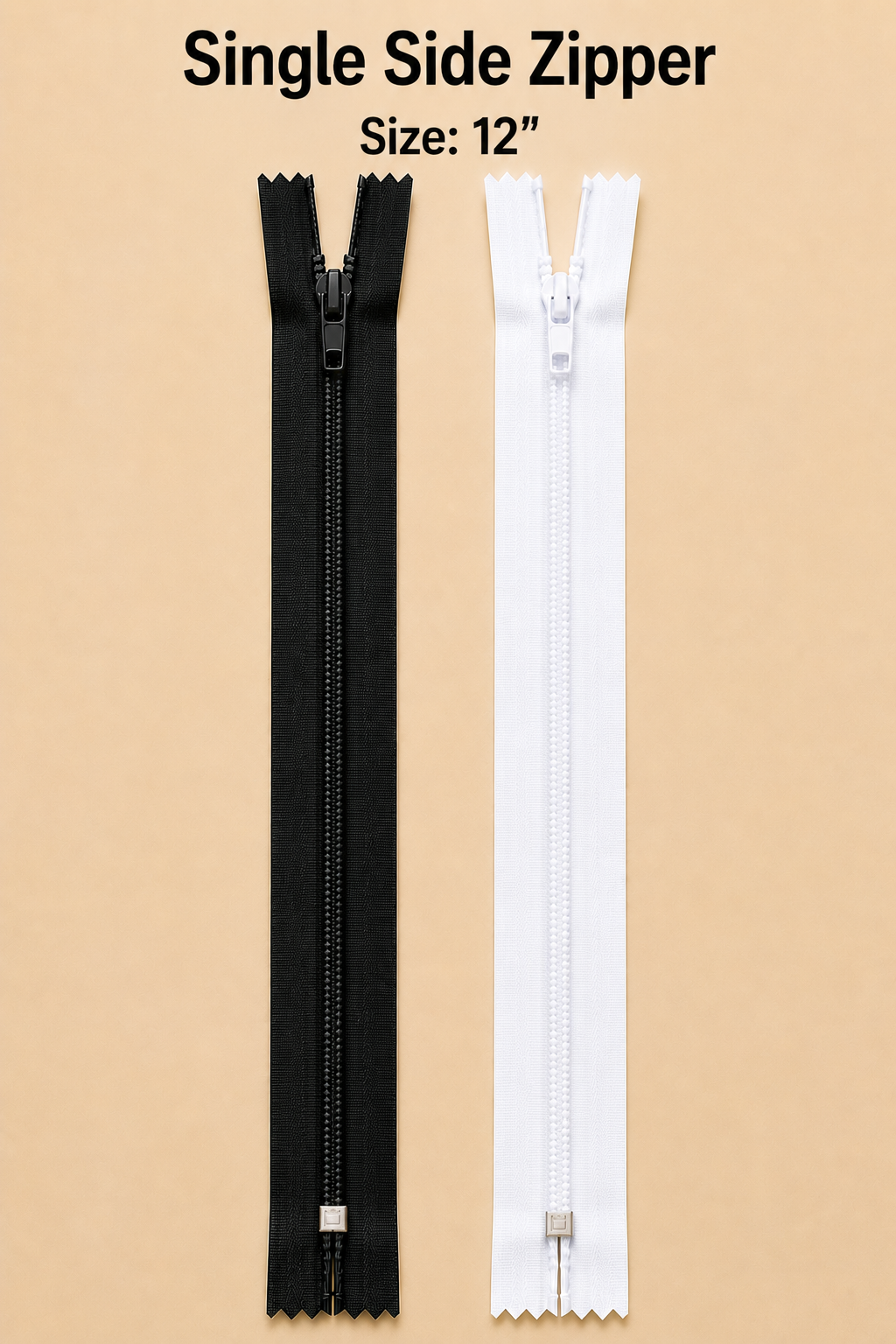 12" single side zipper